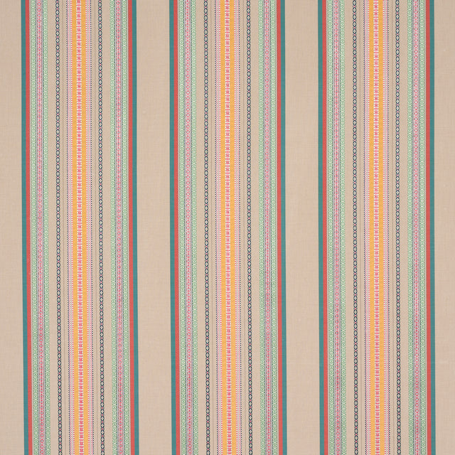 Schumacher 3322026 WELLINGTON STRIPE in NATURAL ON MULTI Fab