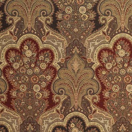 Schumacher New Castle Paisley Cranberry Fabric - Eade's Wallpaper