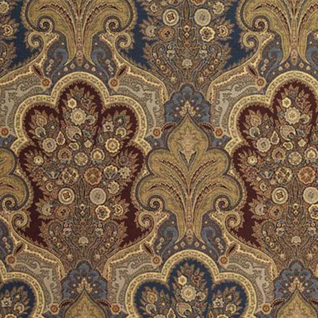 Schumacher New Castle Paisley Indigo Fabric - Eade's Wallpaper
