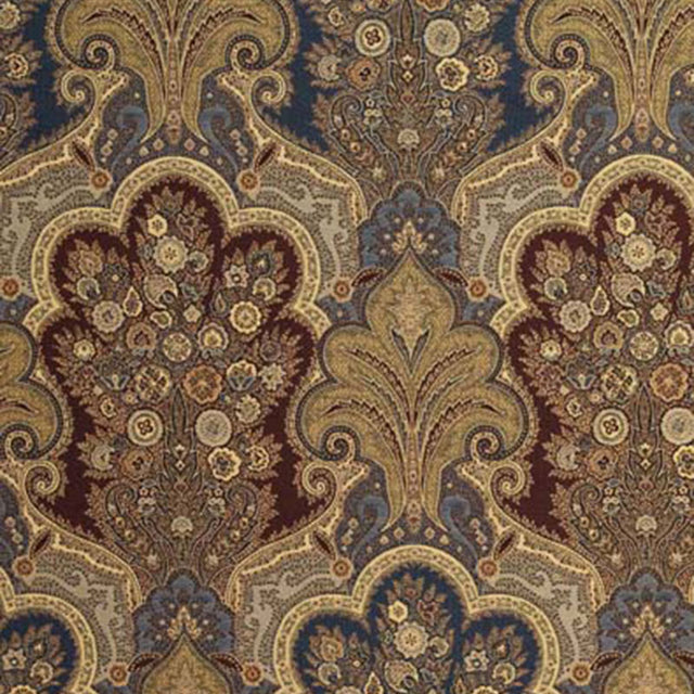 Schumacher New Castle Paisley Indigo Fabric - Eade's Wallpaper