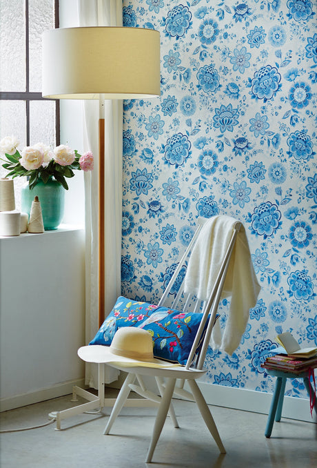 Eijffinger 341012 Kali Light Blue Folklore Chintz Wallpaper