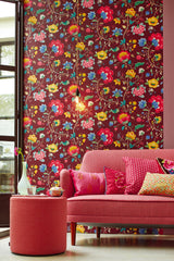 Eijffinger 341033 Epona Burgundy Floral Fantasy Wallpaper