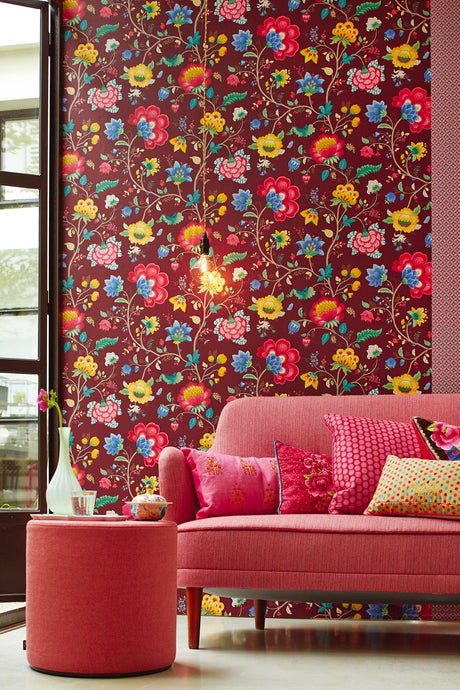 Eijffinger 341033 Epona Burgundy Floral Fantasy Wallpaper