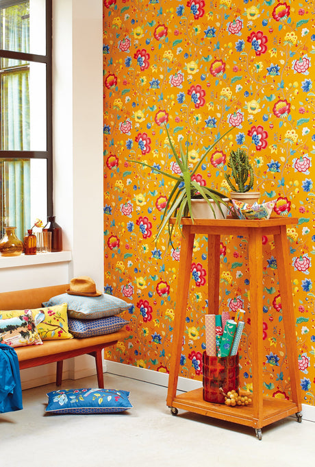 Eijffinger 341037 Epona Yellow Floral Fantasy Wallpaper