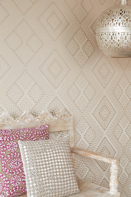 Eijffinger 341711 Kilim Pewter Aztec Diamond Wallpaper
