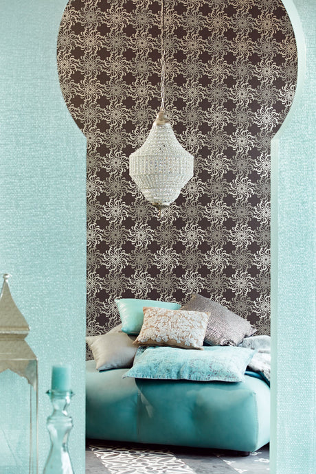 Eijffinger 341745 Ziba Aquamarine Metallic Woven Texture Wallpaper
