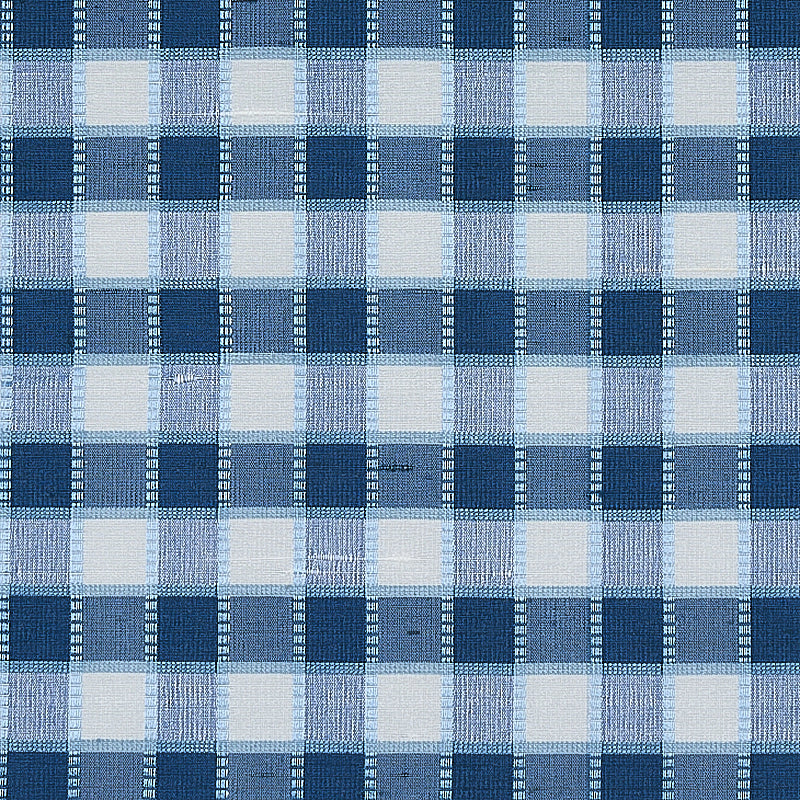 Schumacher Ingrid Silk Check Blue Fabric