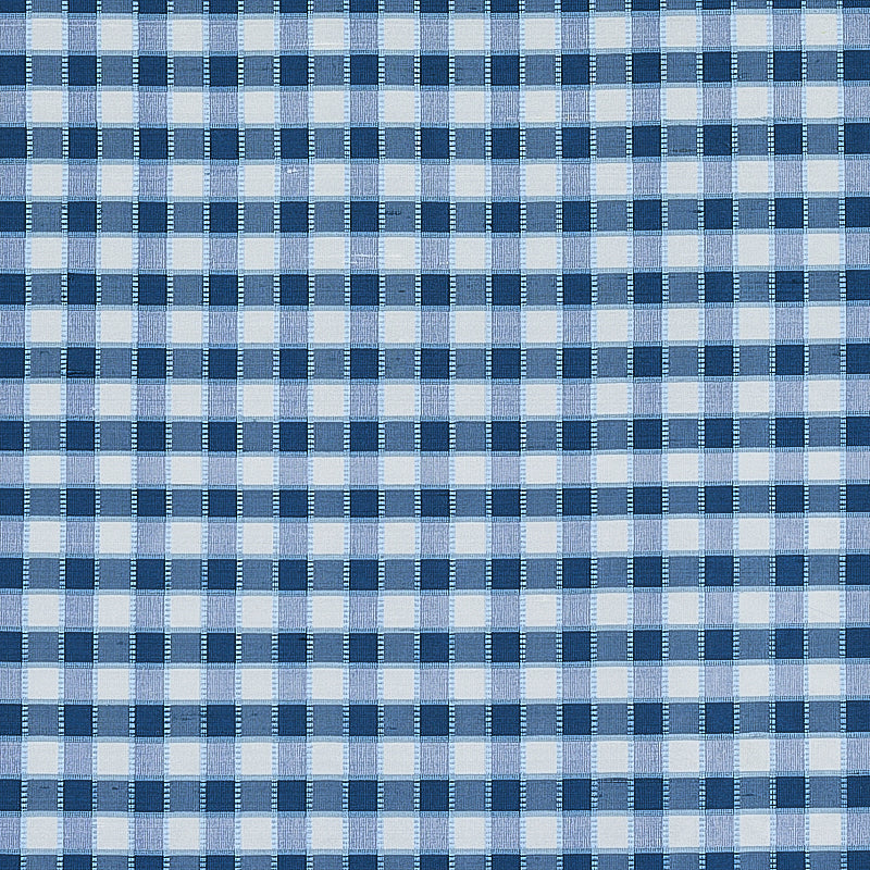 Schumacher Ingrid Silk Check Blue Fabric