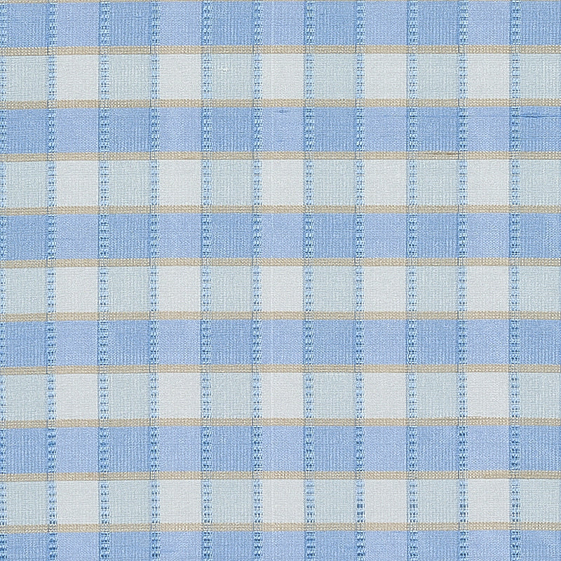 Schumacher Ingrid Silk Check Sky Fabric