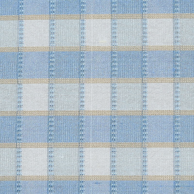 Schumacher Ingrid Silk Check Sky Fabric