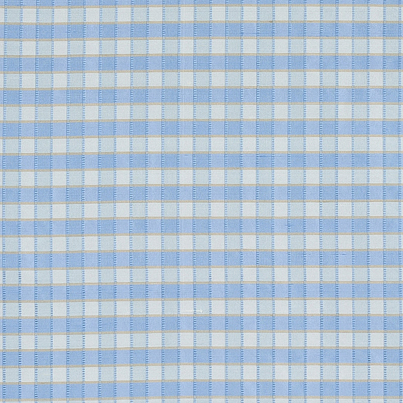 Schumacher Ingrid Silk Check Sky Fabric