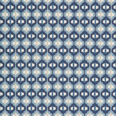 KRAVET COUTURE 34794.5.0 TURNED OUT TILE MARINE Fabric - Eade's Wallpaper