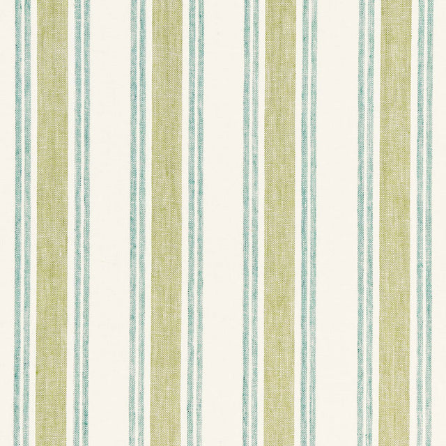 Schumacher Leah Linen Stripe Sea Grass Fabric - Eade's Wallpaper