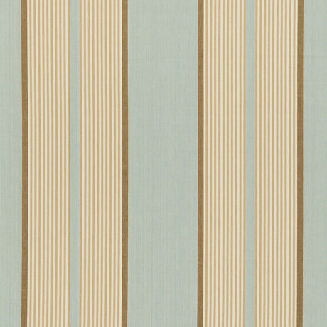 Schumacher Summerside Stripe Aqua Fabric - Eade's Wallpaper