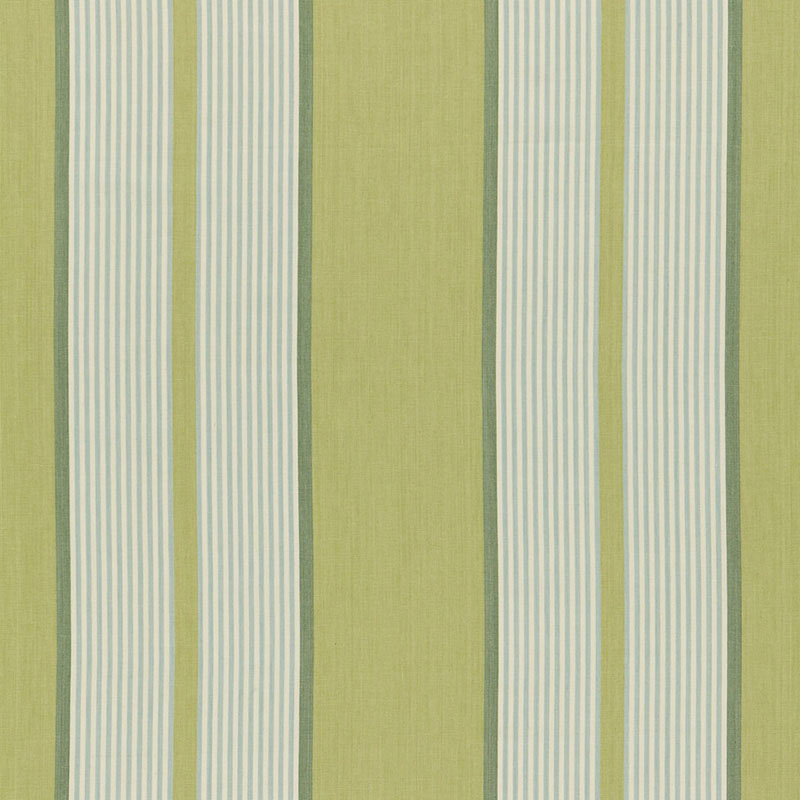 Schumacher Summerside Stripe Pear Fabric - Eade's Wallpaper