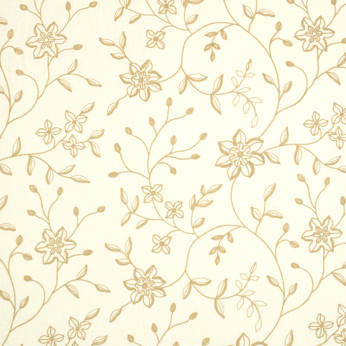 Schumacher Georgia Linen Embroidery Sand Fabric