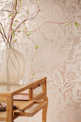 Eijffinger 352013 Velma Rose Gold Flocked Paisley Wallpaper