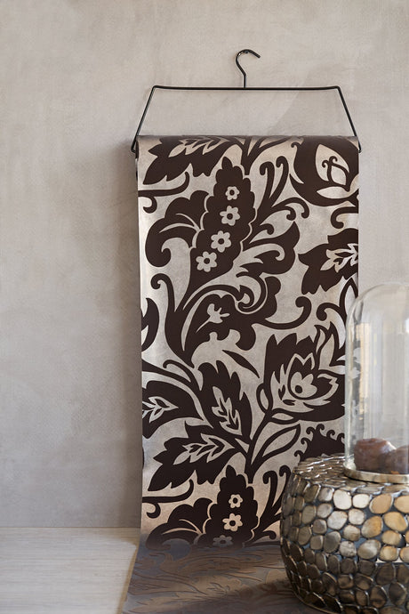 Eijffinger 352014 Velma Brown Flocked Paisley Wallpaper