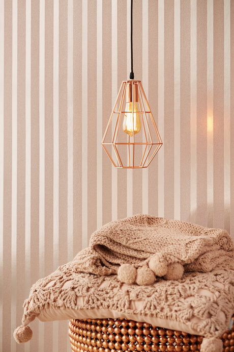 Eijffinger 352033 Doris Rose Gold Beaded Stripe Wallpaper