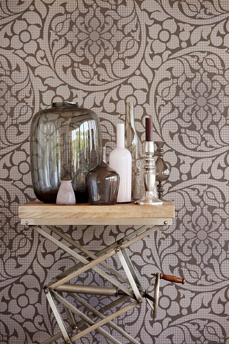 Eijffinger 352083 Leanne Brown Metallic Dot Medallion Wallpaper