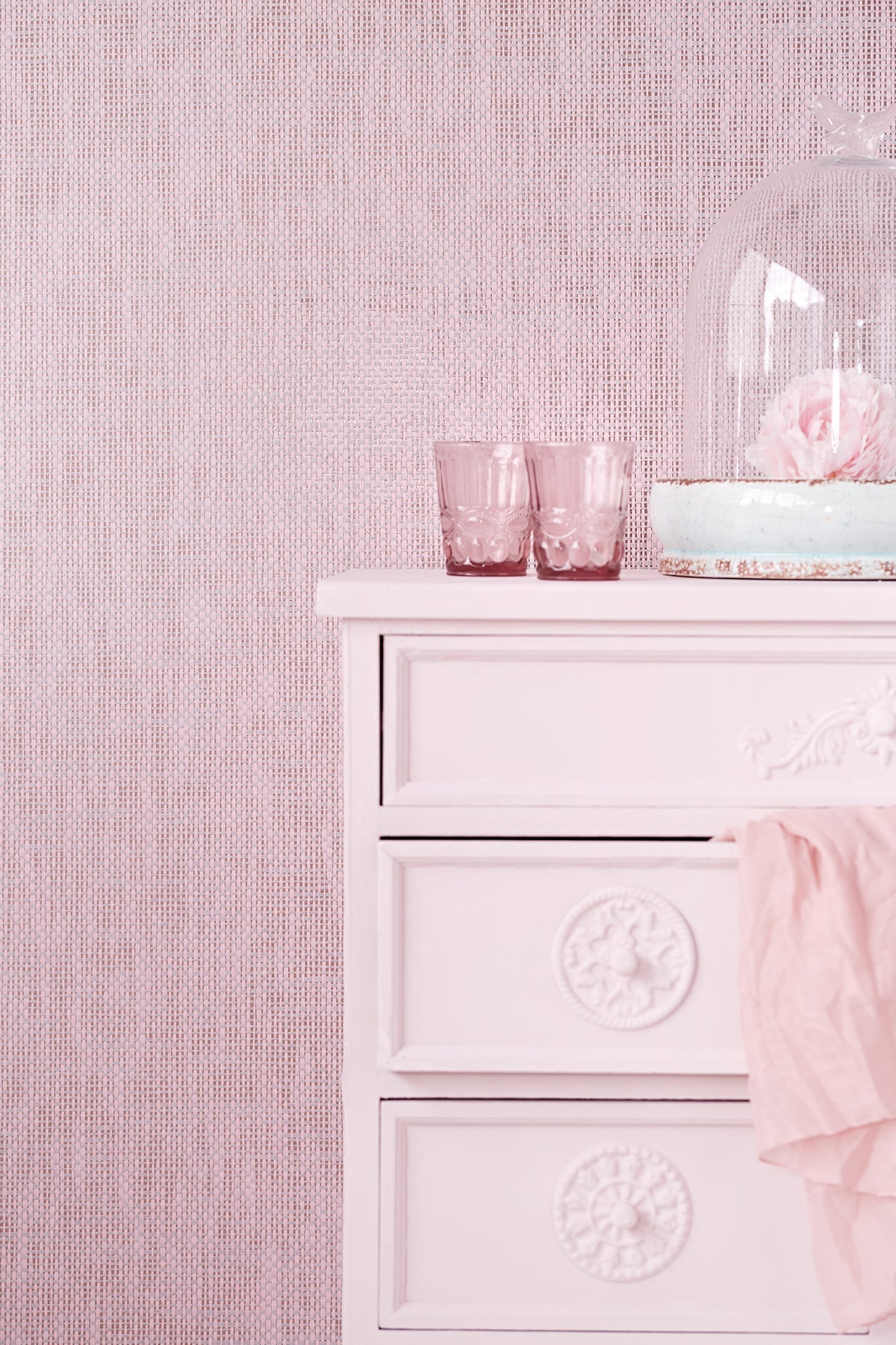 Eijffinger 352141 Aimee Pink Grasscloth Wallpaper