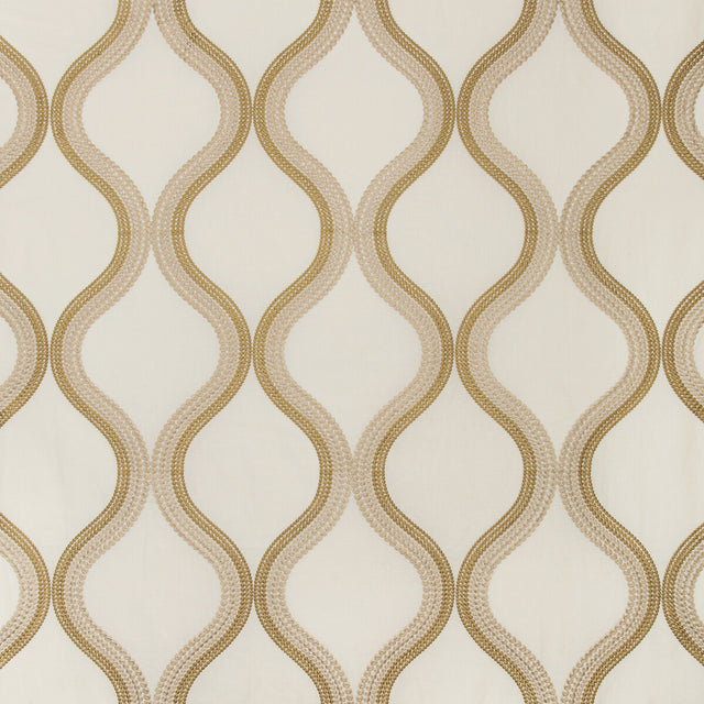 KRAVET COUTURE 35553.1416.0 WANDERING IVORY/GOLD Fabric - Eade's Wallpaper