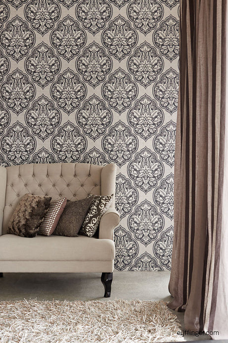 Eiffinger 356031 Aurelia Charcoal Damask Wallpaper