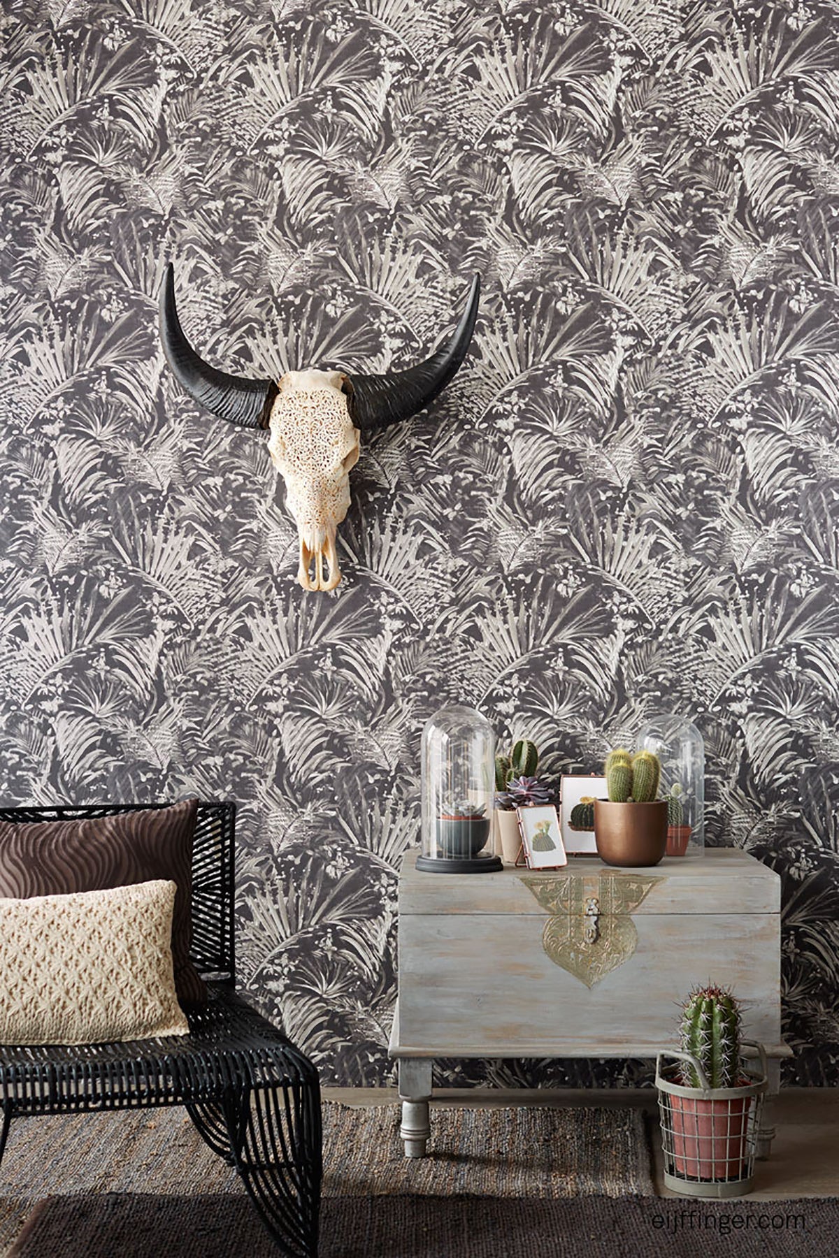 Eiffinger 356071 Adopsis Black Botanical Wallpaper