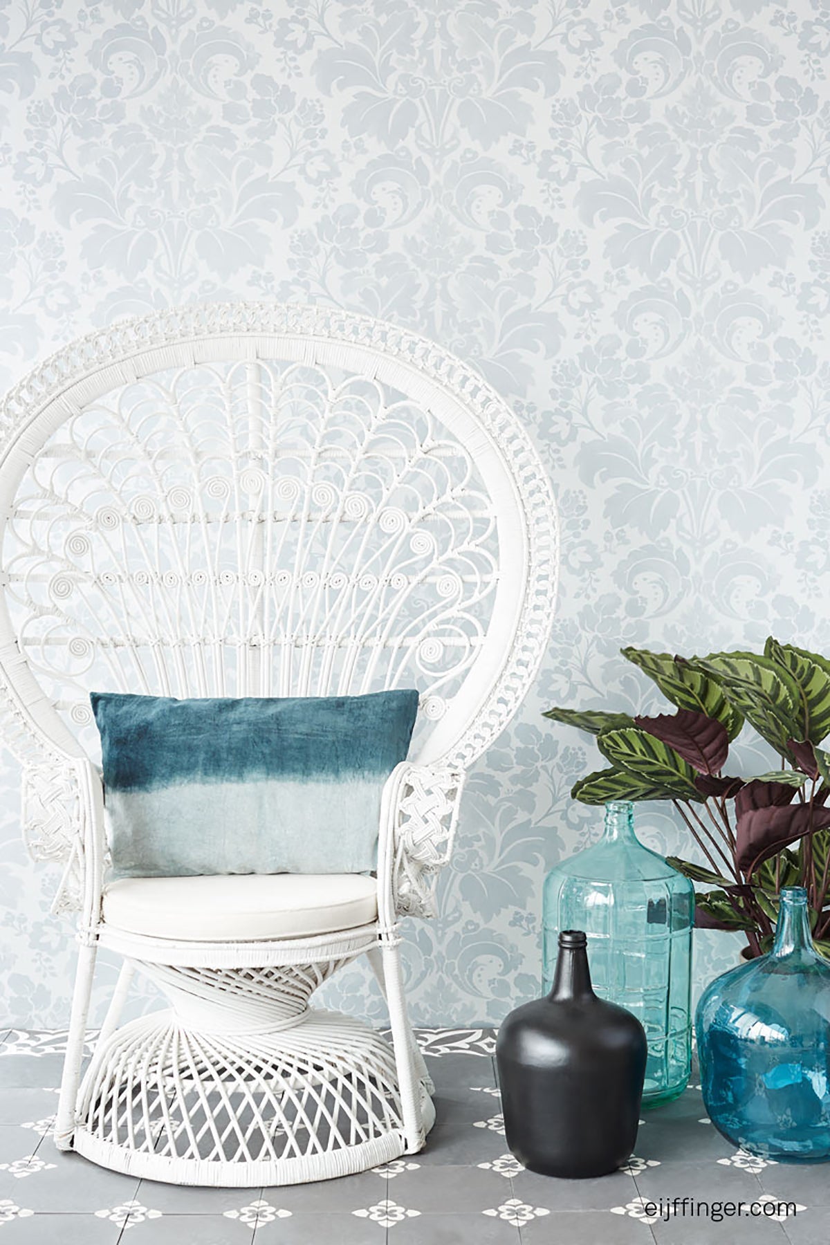 Eiffinger 356100 Perigee Blue Damask Wallpaper