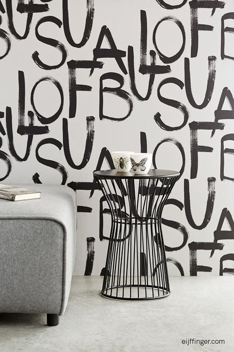 Eiffinger 356141 Fabulous Light Grey Brushstroke Text Wallpaper