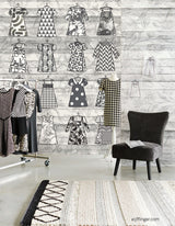 Eiffinger 356212 What To Wear Light Grey Graphic Wall Mural