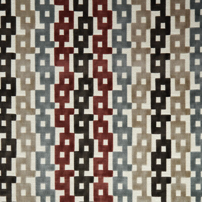 KRAVET COUTURE 35856.921.0 CHAIN VELVET PAPRIKA/GREY Fabric - Eade's Wallpaper