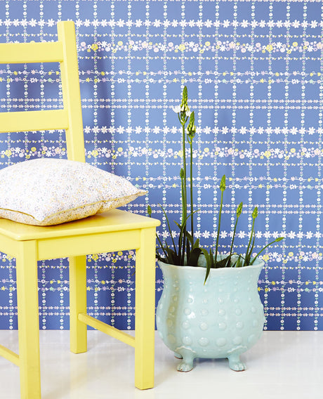 Eijffinger 359031 Belina Blue Flower Check Wallpaper