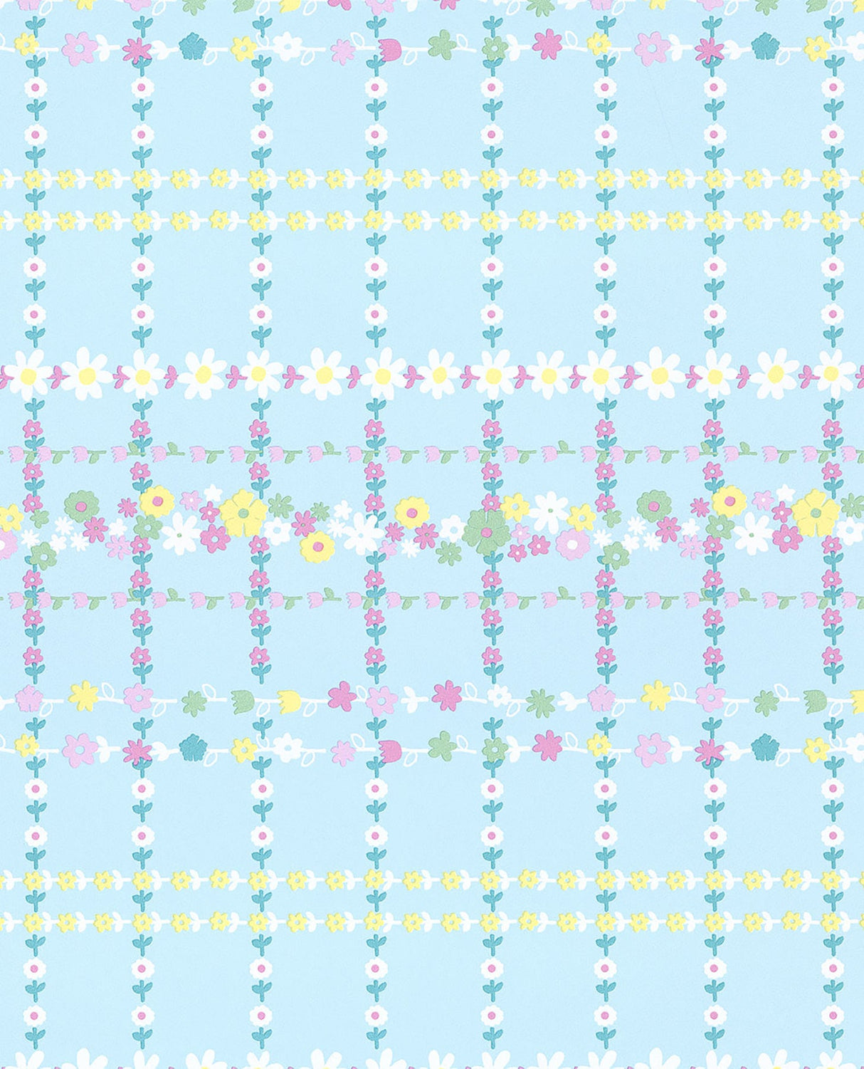 Eijffinger 359032 Belina Light Blue Flower Check Wallpaper