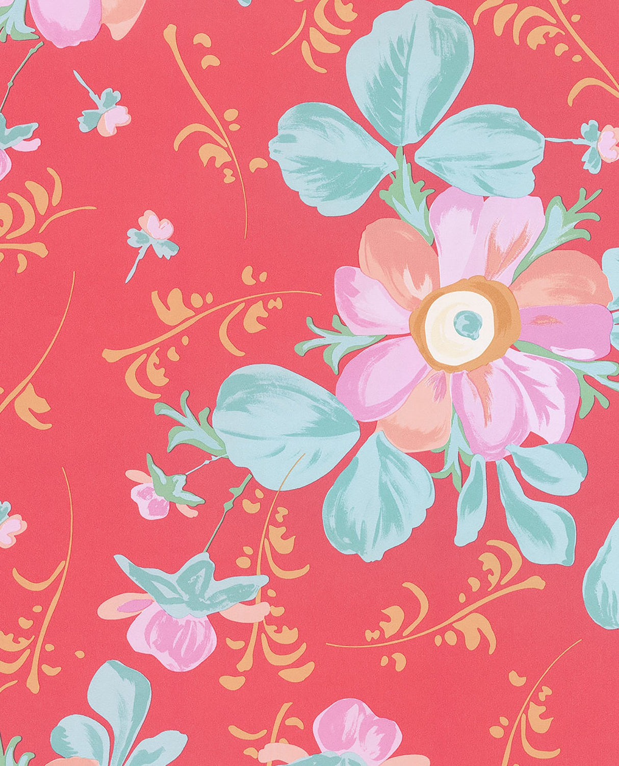 Eijffinger 359043 Lyse Coral Painted Flowers Wallpaper