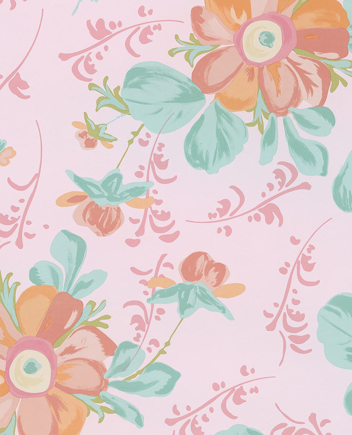 Eijffinger 359045 Lyse Light Pink Painted Flowers Wallpaper