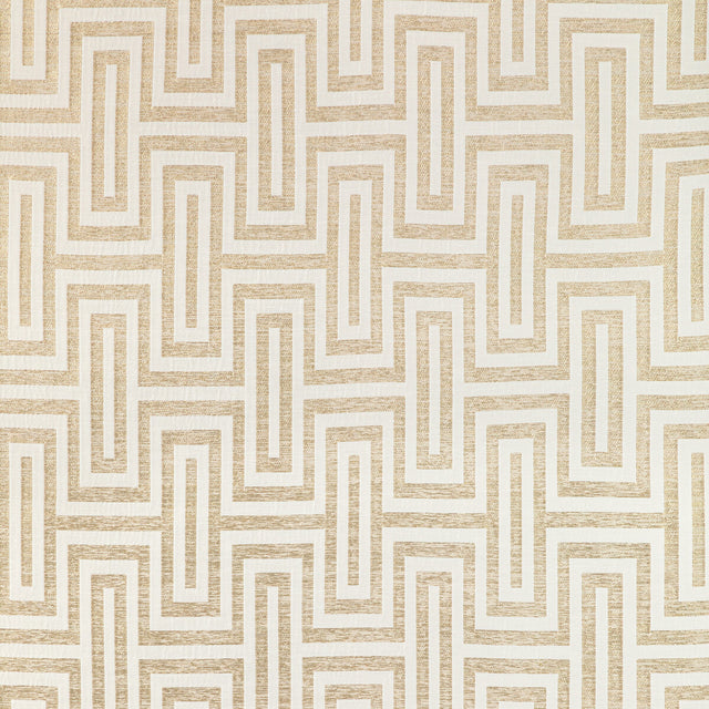 KRAVET COUTURE 36340.4.0 GEO GLAM IVORY GOLD Fabric - Eade's Wallpaper