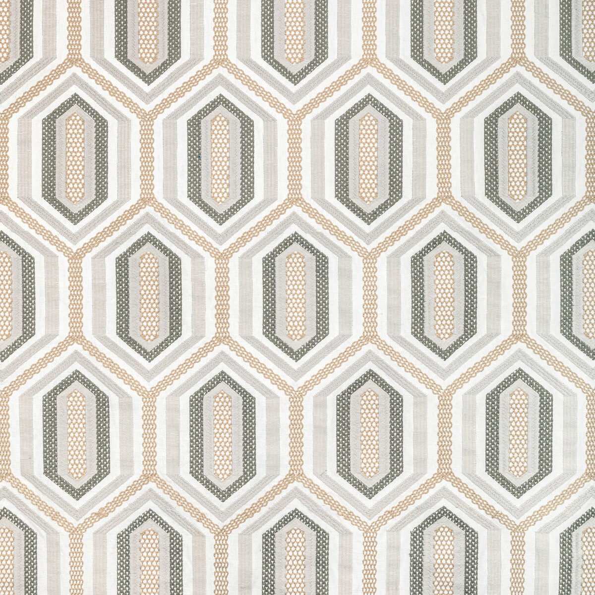KRAVET COUTURE 36368.1611.0 KALEIDOSCOPE EMB NATURAL Fabric - Eade's Wallpaper