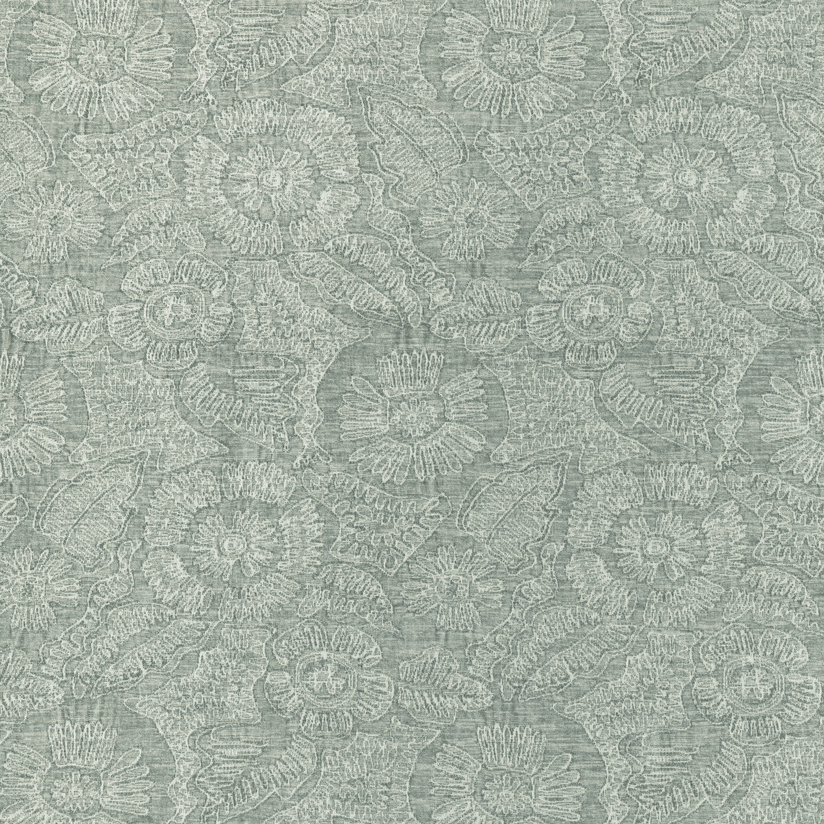 KRAVET COUTURE 36889.135.0 CHENILLE BLOOM SEAGLASS Fabric - Eade's Wallpaper