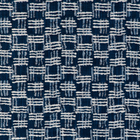 KRAVET COUTURE 36928.51.0 CROSS WAVES MARINE Fabric - Eade's Wallpaper