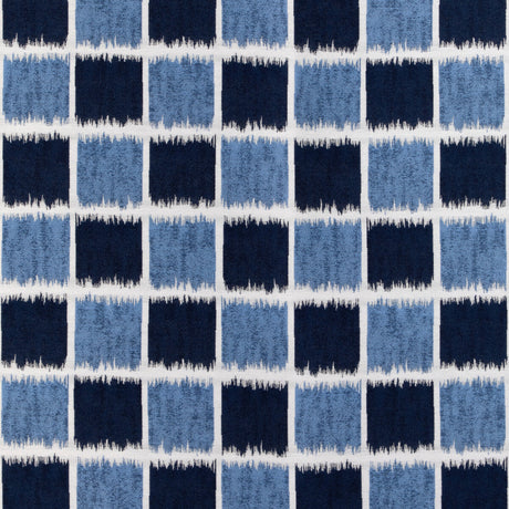 KRAVET COUTURE 36936.5.0 IKAT SQUARES MARINE Fabric - Eade's Wallpaper