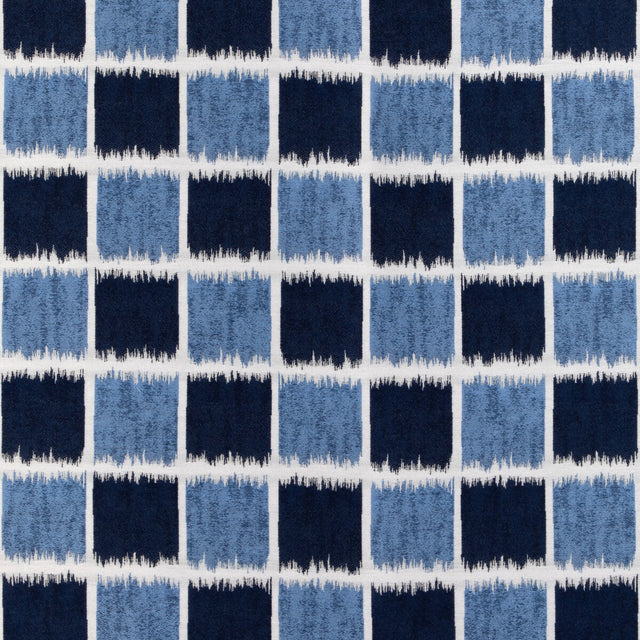 KRAVET COUTURE 36936.5.0 IKAT SQUARES MARINE Fabric - Eade's Wallpaper