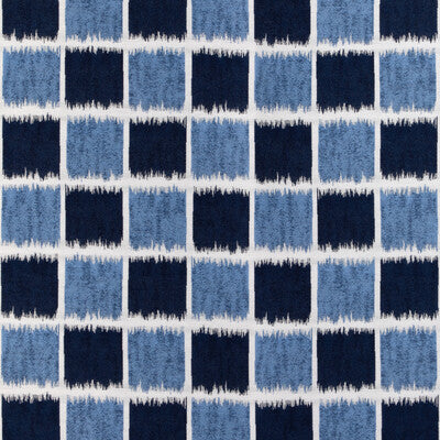 KRAVET COUTURE 36936.5.0 IKAT SQUARES MARINE Fabric - Eade's Wallpaper