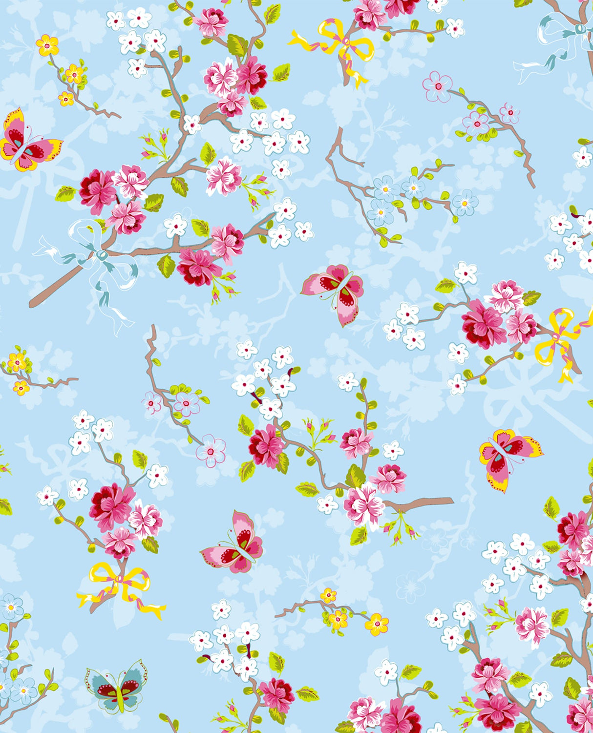 Eijffinger 375071 Ilse Light Blue Cherry Blossom Wallpaper