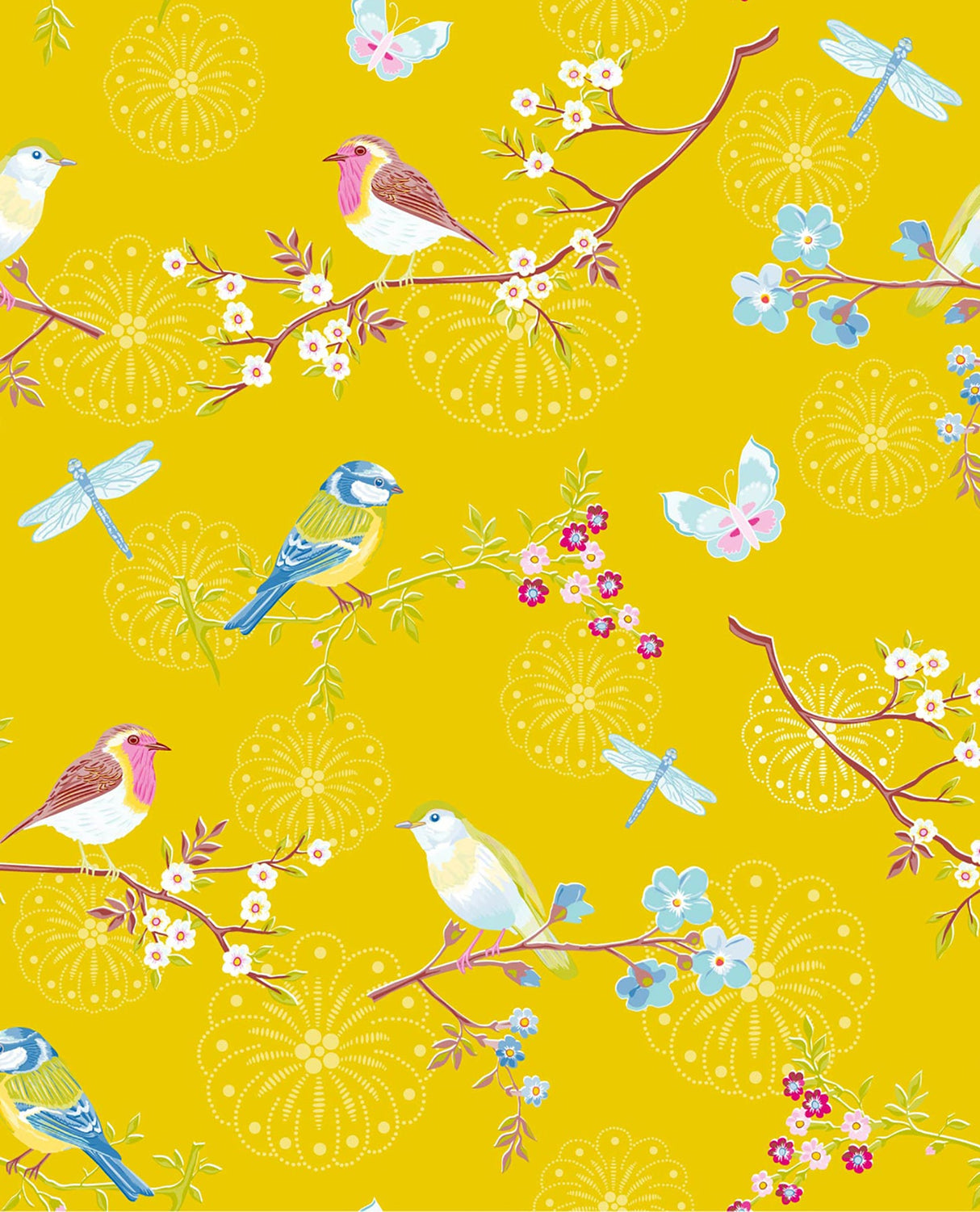 Eijffinger 375083 Marit Mustard Bird Wallpaper