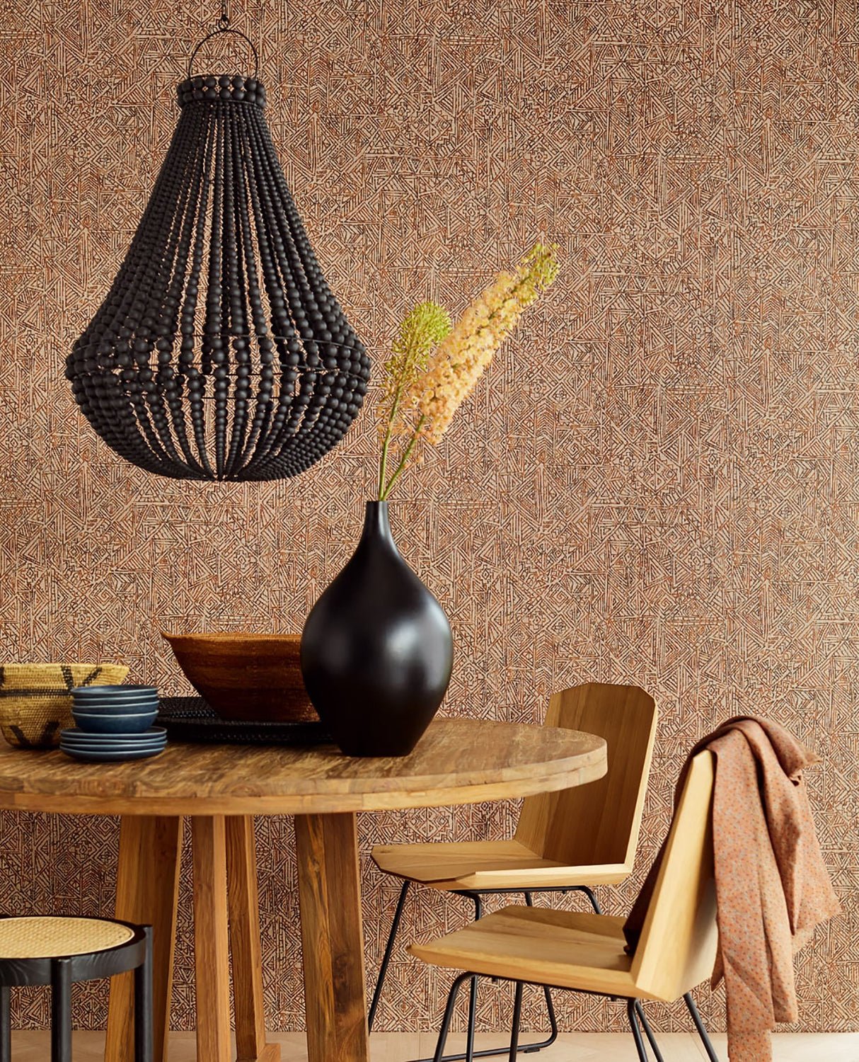 Eijffinger 391520 Longmont Burnt Sienna Global Geometric Wallpaper