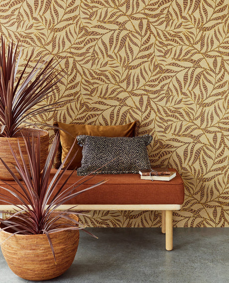 Eijffinger 391555 Montrose Coffee Leaves Wallpaper