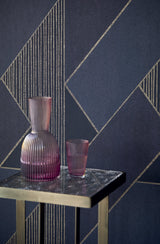 Eijffinger 395834 Art Deco Dark Blue Glam Geometric Wallpaper