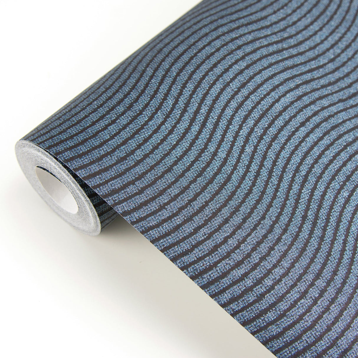 Eijffinger 395853 Curves Blue Glittering Waves Wallpaper