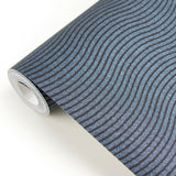 Eijffinger 395853 Curves Blue Glittering Waves Wallpaper